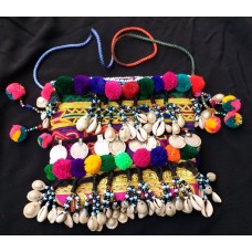 afghan embroidery mirror shell beaded small bag # 886