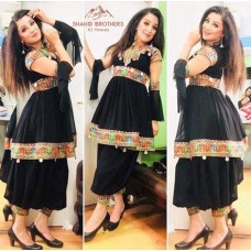 black multi colour afghan dress in pakistan # 514