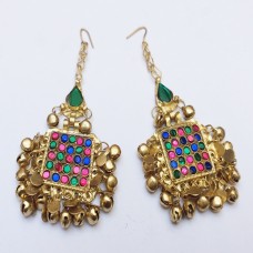 Vintage Afghan jewellery golden earring with bells # 1096 Vintage Afghan jewellery golden earring with bells # 1096