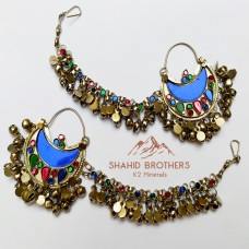 TRIBAL CHAIN AFGHAN EARRING # 1176B TRIBAL CHAIN AFGHAN EARRING # 1176B