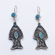 Antique Gypsy Style fish Earrings # 376 Antique Gypsy Style fish Earrings # 376