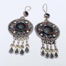 Antique black kuchi earrings # 564
