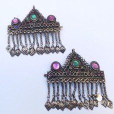 Colorful Kuchi Tribal Hair Clips Pair Belly Dance ATS Jewelry # 963