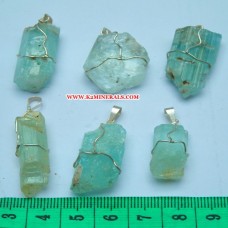 aquamarine stone wire pendants-437