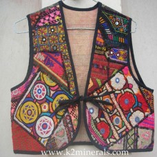old ethnic textile patch work vest coat-569