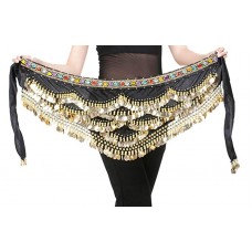 Velvet Belly Dancer Hip Scarf with Coins-1070
