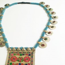 Vintage coins tribal afghan metal pendant necklace-1045