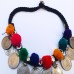 AfghanI coin tribal necklace with cotton balls-965