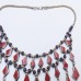Belly dance vintage afghan Red necklace-1083