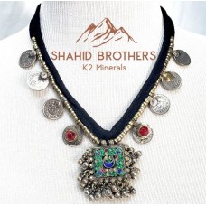 OLD METAL EARRING AFGHAN TRIBAL VINTAGE CHOKER NECKLACE-1177