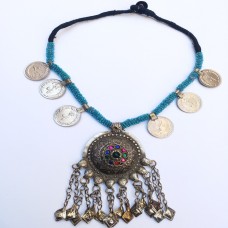 Tribal beaded pendant antique choker-103