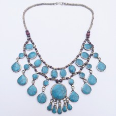 Nomad Kuchi tribal turquoise necklace-9