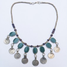 Nomads tribal malachite green necklace-154