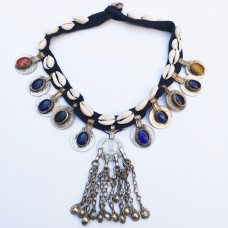 Tribal seashell multicolour gem stone necklace-299