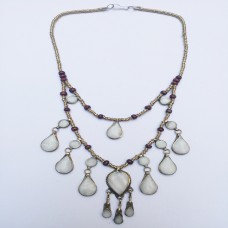 White pendants Vintage Necklace-433