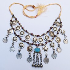 Afghani kuchi tribe coin necklace-440