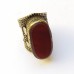 Golden coated tribal silver ring with large gym stone # 110 