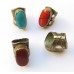 Golden coated tribal silver ring with large gym stone # 110 