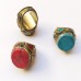 Afghani brass look golden plated Ring with red stones # 181 Afghani brass look golden plated Ring with red stones # 181