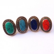 Kuchi Oval tribal ring with gym stone # 378