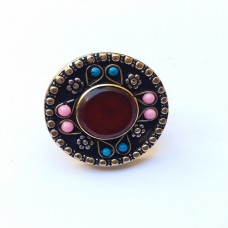 Tribal kuchi beaded ring with stone and pearls # 403 Tribal kuchi beaded ring with stone and pearls # 403