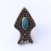 Afghan Tribal  Vintage turquoise Fish Ring # 668