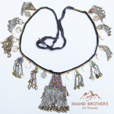 Vintage afghan tribal old metal pendant belt # 183