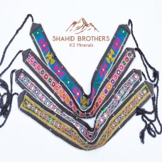 Vintage Handmade Embroidered Afghan Fabric Belt # 612