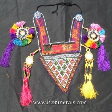 afghan tribal long tassels Belt with beaded patch # 555