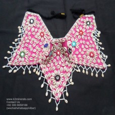 Vintage Seashell bead Pink Cloth Afghan Tribal Belt # 674