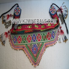 Vintage Metal And Beaded Patch Tribal Belt # 132