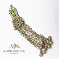 VINTAGE AFGHAN METAL KUCHI TRIBAL BEADED PENDANT # 1184