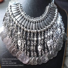 German silver coins tribal necklace-757