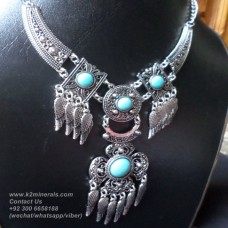 Etsy gypsy turquoise stone necklace-759