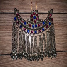 vintage tribal afghan metal necklace-1042