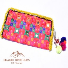 AFGHAN EMBROIDERY MIRROR HAND CLUTCH # 949