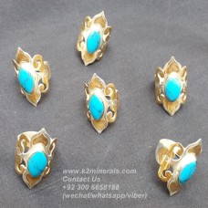 Turkmen style turquoise rings # 929